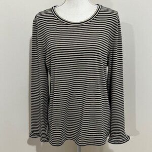 Brooks Brothers Red Fleece Tan & Black Striped Long Sleeve Blouse Top XL